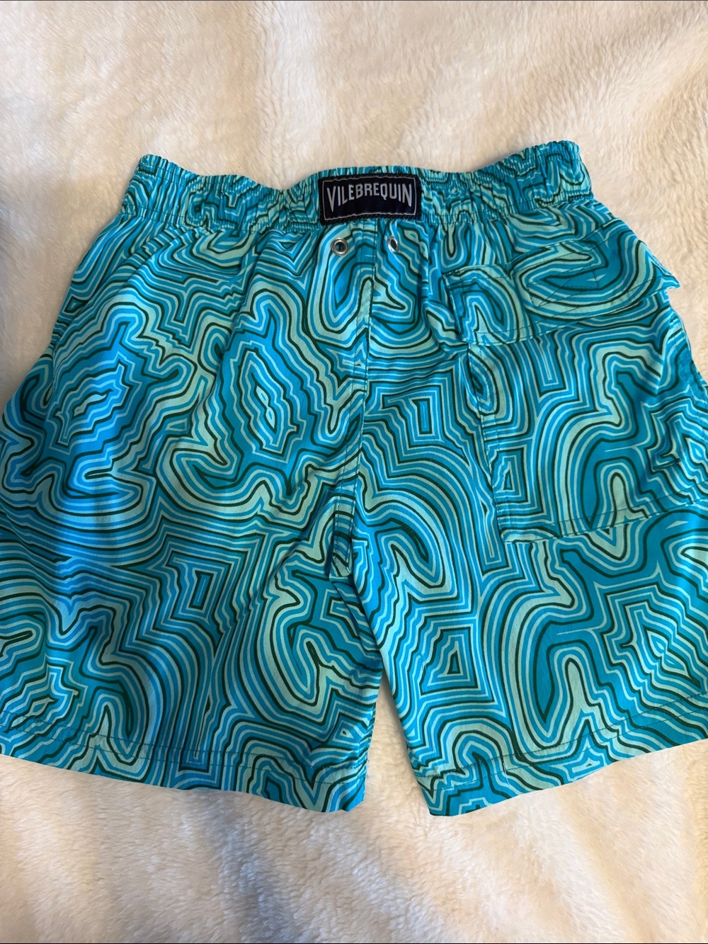 Vilebrequin kid’s Turquoise Abstract-Pattern Swim Shorts